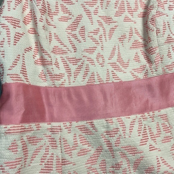 Ann Taylor Petite Dress Womens 10P Pink Cream Brocade Sleeveless Bow Regencycore - Picture 5 of 8